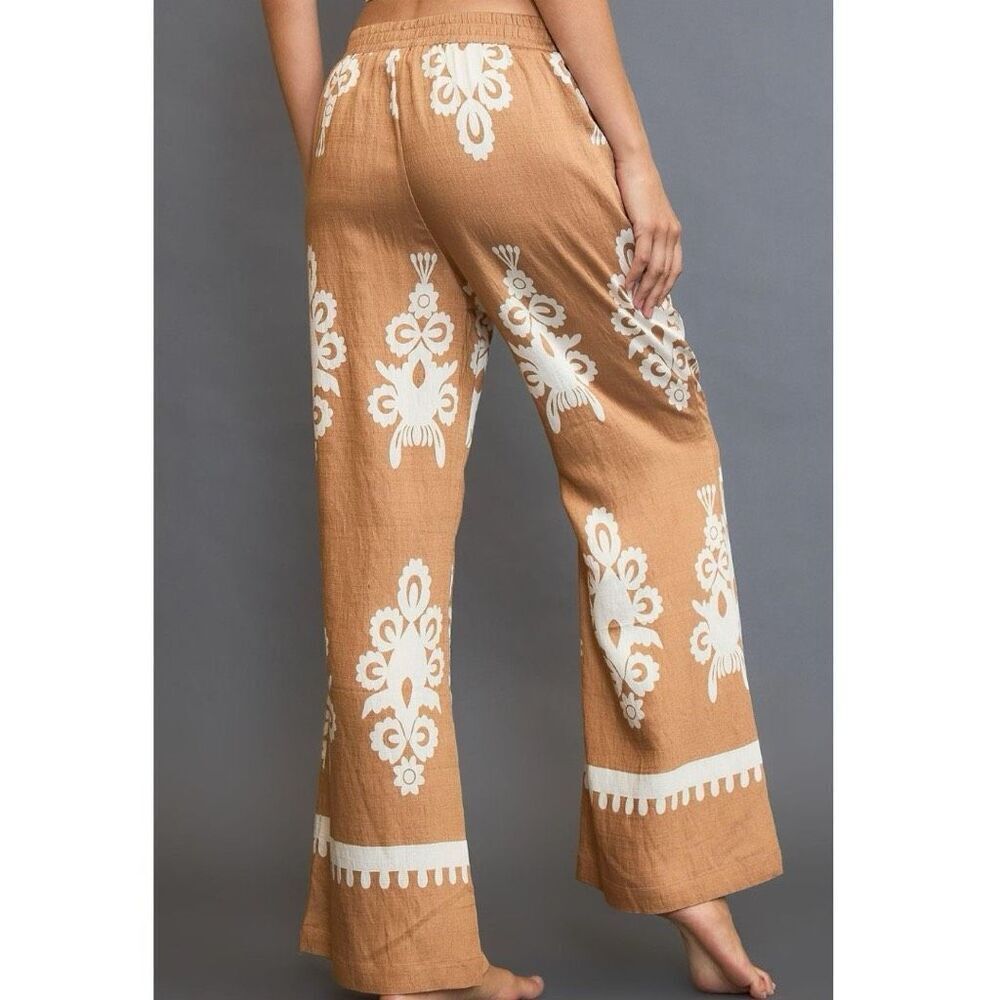 Border Print Wide Leg Boho Pattern Pants Plus Size Pockets | XXL NWT | Umgee - Picture 3 of 6